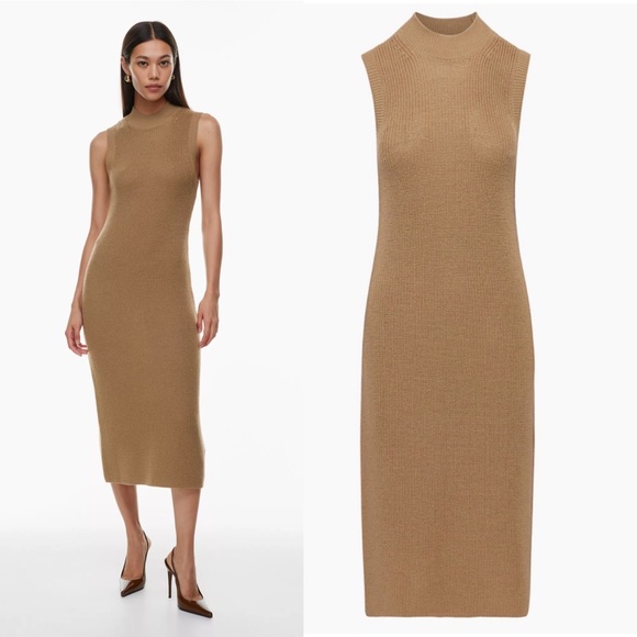 ARITZIA Babaton Aesthetica Dress Limited Edition Constant Camel Sweater Knit M - Picture 4 of 13